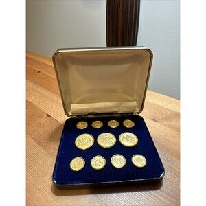 Vintage 11 British Buttons Set w/ Case